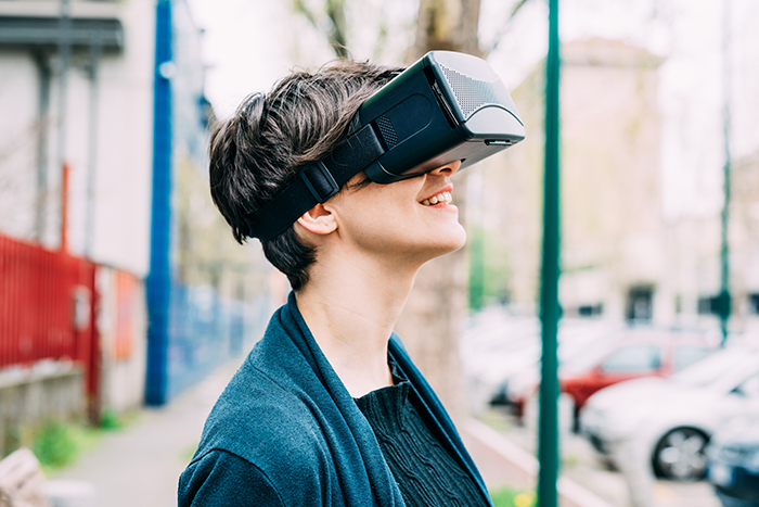 person with vr headset