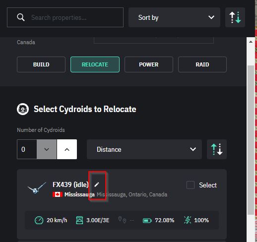 Cyrdoids rename relocate screen