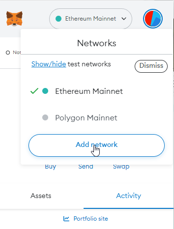 Metamask add new network chain